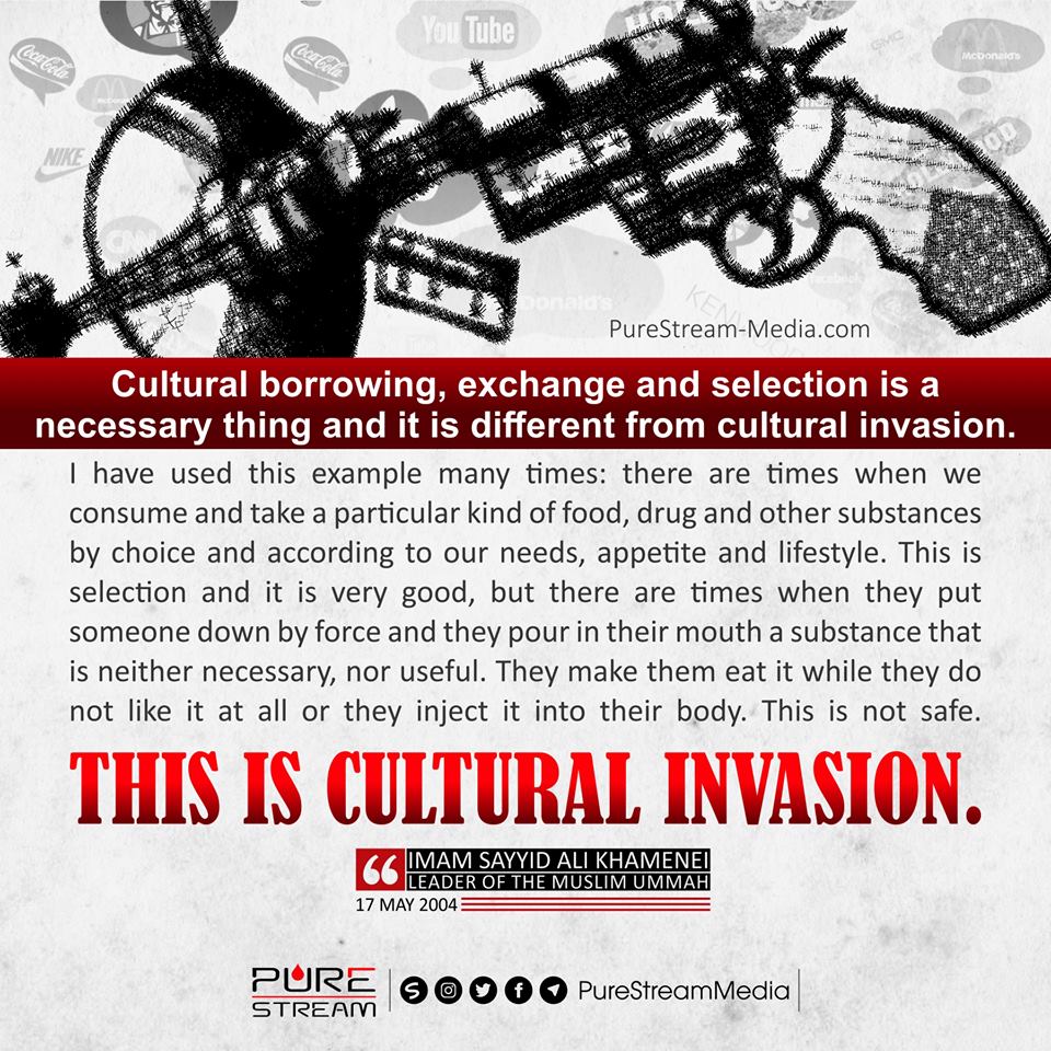 Cultural borrowing, exchange and selection is a necessary thing and it is different from cultural invasion.