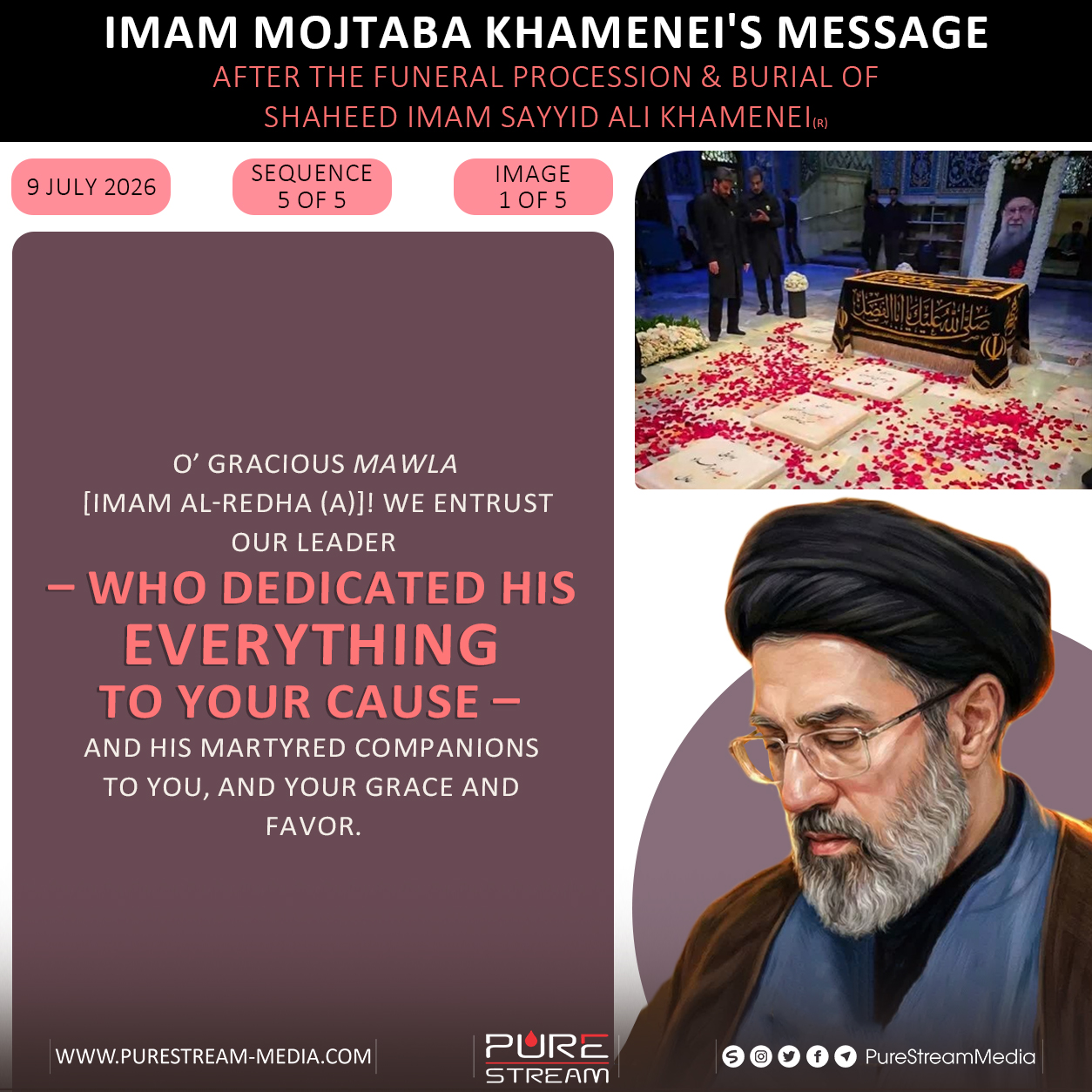 [SEQ #5] Imam Mojtaba Khamenei’s Message After The Funeral Procession & Burial Of Shaheed Imam Sayyid Ali Khamenei (R)