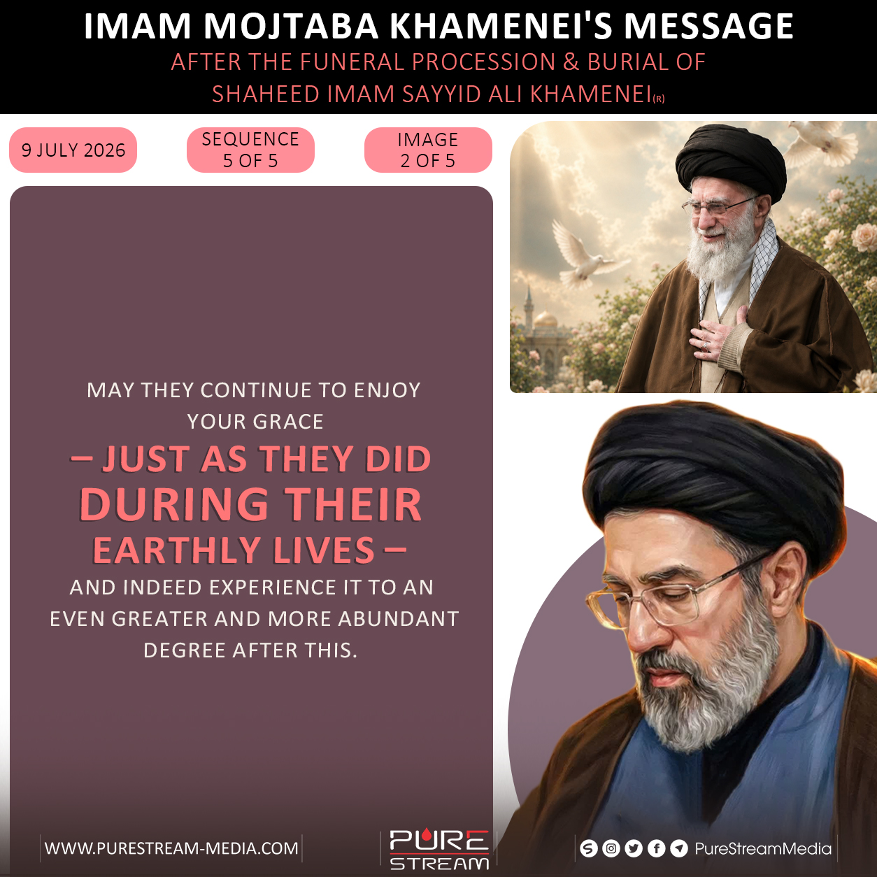 [SEQ #5] Imam Mojtaba Khamenei’s Message After The Funeral Procession & Burial Of Shaheed Imam Sayyid Ali Khamenei (R)